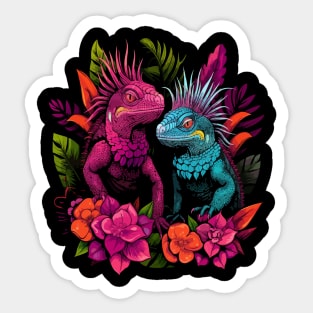 Iguana Couple Valentine Sticker